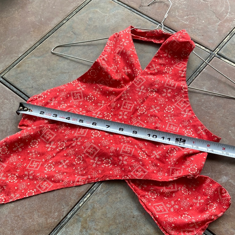 Y2K Vintage. Red Bandana Print Halter Top - Picture 6 of 7